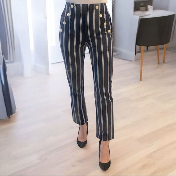 🆕 J. Crew Straight-Leg Sailor Pant in Stripe with Button Detail - Picture 11 of 12